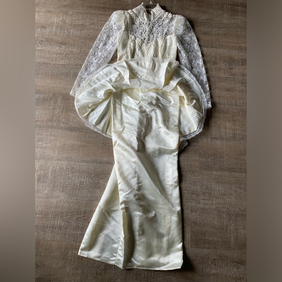 Vtg Jessica McClintock Victorian Edwardian Dress 8 Cottagecore Lace Wedding USA - Picture 14 of 16